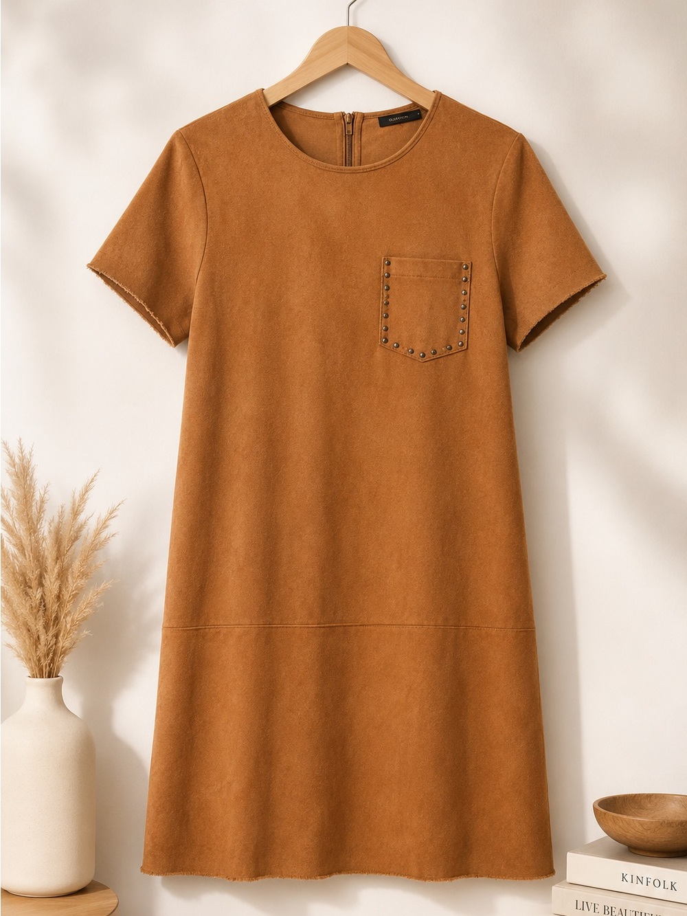 Olivaceous Vegan Suede Mini Dress (rack) - Picture 11 of 11
